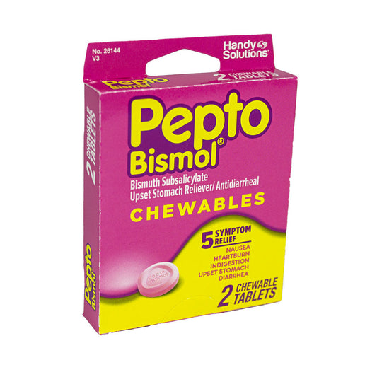 PEPTO-BISMOL 5 SYMPTOM DIGESTIVE RELIEF20 POUCHES OF 2 CHEWABLE TABLETS