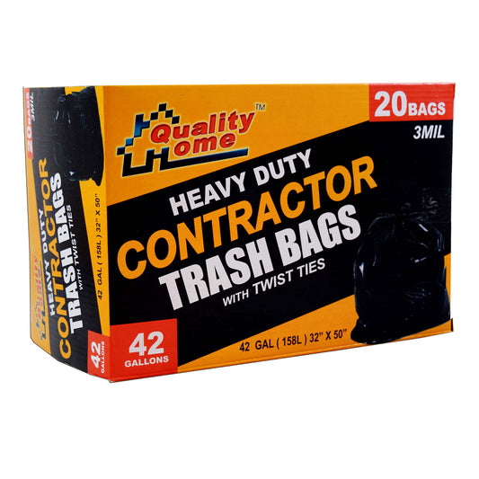 QUALITY HOME 42G CONTRACTOR TRASH BAGS 20CT (BOX) 6/CS