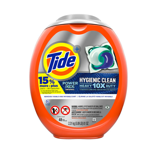 TIDE 48CT PODS LAUNDRY DETERGENT HEAVY DUTY HYGENIC CLEAN 4/CS