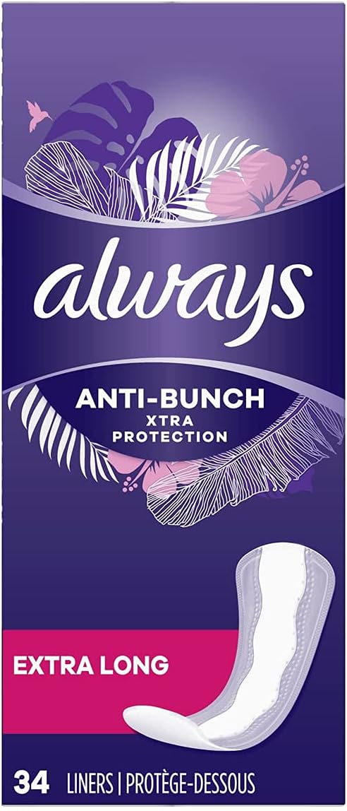 ALWAYS 34CT EXTRA PROTECTION DAILY LINERS EXTRA LONG UNSCENTED  6/CS