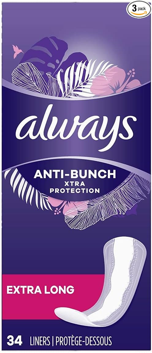 ALWAYS 34CT EXTRA PROTECTION DAILY LINERS EXTRA LONG UNSCENTED 12/CS