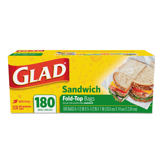 GLAD 180CT SANDWICH FOLD TOP BAGS 12/CS