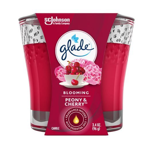 GLADE SCENTED CANDLE 3.4OZ CHERRY & BLOOMING PEONY 6/CS