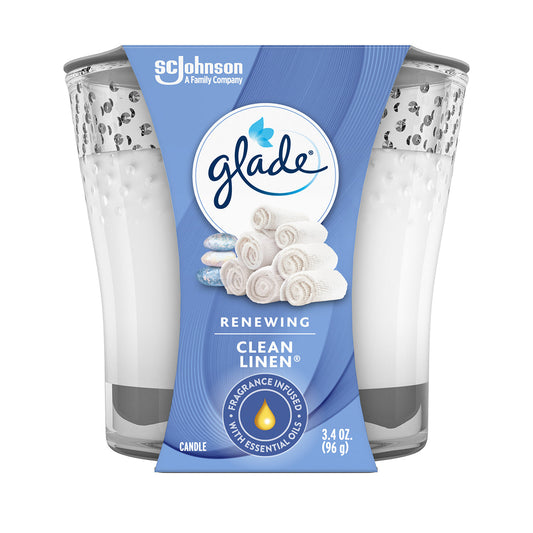 GLADE SCENTED CANDLE 3.4OZ CLEAN LINEN 6/CS