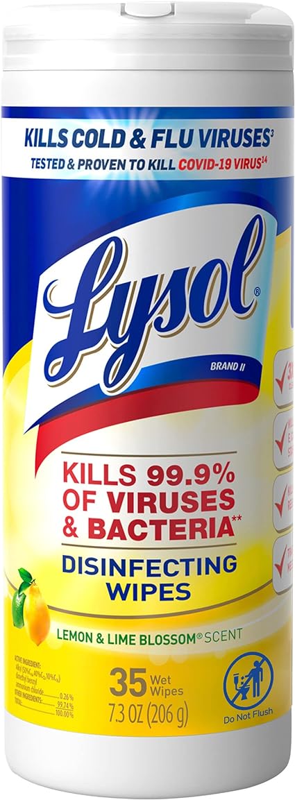 LYSOL 35CT DISINFECTING WIPES LEMON & LIME BLOSSOM SCENT 12/CS