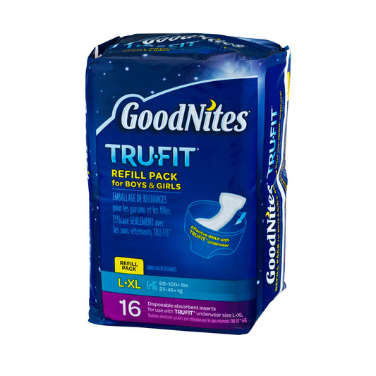 GOODNITES TRUFIT REAL S/M UNDERWARE DISPOSABLE ABSORBANT INSERTS REFILL PACK FOR BOYS & GIRLS 6/CS