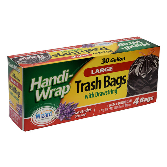 HANDI-WRAP 3CT TRASH BAGS 30 GALLON W/DRAW SRTING (LAVENDER SCENT)12/CS