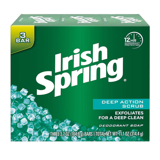 IRISH SPRING 3.75OZ BAR SOAP 3PK DEEP ACTION SCRUB 18/CS