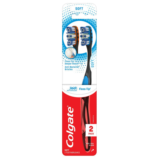 Colgate 360 Total Advanced Floss Tip Manual Toothbrush Twin Pack 6pk