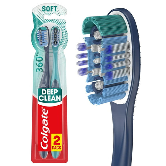 COLGATE TOOTH BRUSH 2PK 360 WHOLE MOUTH CLEAN SOFT 12/CS
