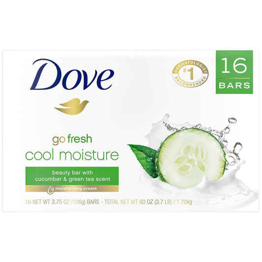 DOVE 3.75OZ BAR SOAP 16PK COOL MOISTURE (GREEN) 6/CS