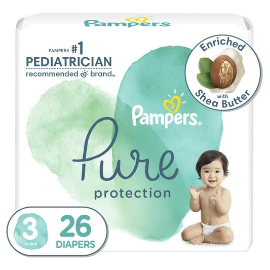 PAMPERS SIZE 3 PURE PROTECTION 26CT JUMBO PACK 4/CS