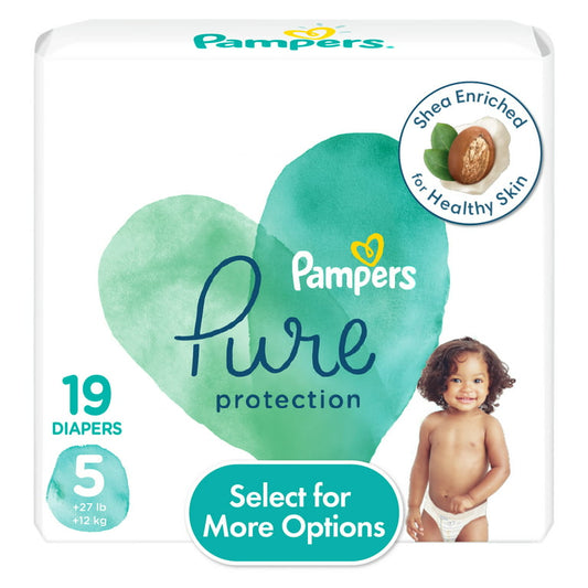PAMPERS SIZE 5 PURE PROTECTION 19CT JUMBO PACK 4/CS