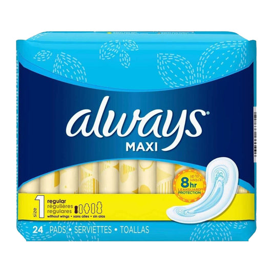 ALWAYS MAXI SIZE 1 W/O WINGS UNSCENTED 24 CT 12/CS