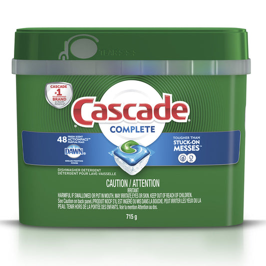 CASCADE COMPLETE 54CT DISH WASHER DETERGENT PODS FRESH SCENT 3/CS